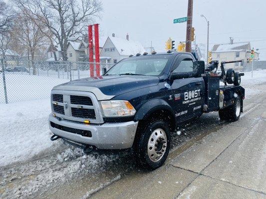 Drivers out assisting during winter snow storm!