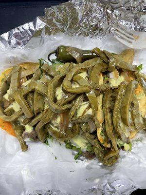 Tacos de fajita con nopales