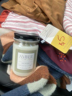 My great deals! Sweater, five blouses, candle - for around $50.