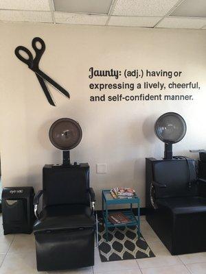 The definition says it all! Our experienced upbeat stylist will make you feel quite "jaunty"