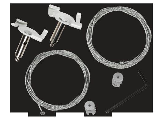 Kit has all the parts needed to hang one sign from a drop ceiling. Connects to sign material no thicker and 1/16" (1.56mm). Fully adjustable