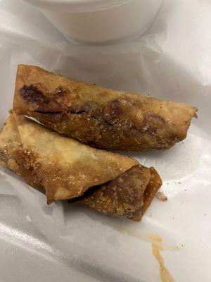 The egg rolls are completely unfit to eat