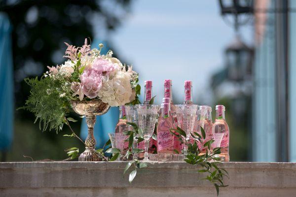 Wine tray, Glenmere wedding. Murmuration Ltd