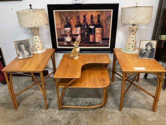 HEYWOOD - WAKEFIELD TABLES, SET OF 3.
EXCELLENT CONDITION