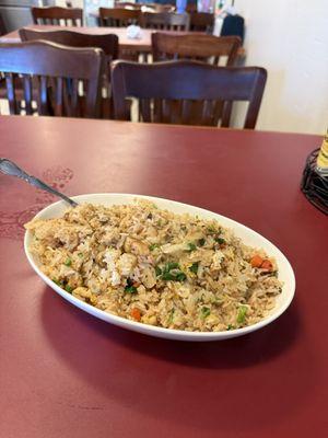 Steaming hot chicken fried rice
