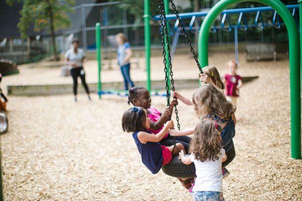 We have wonderful outdoor playgrounds - perfect for being with friends!