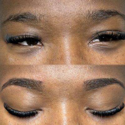 Hybrid lash extensions & brow wax w/ tint