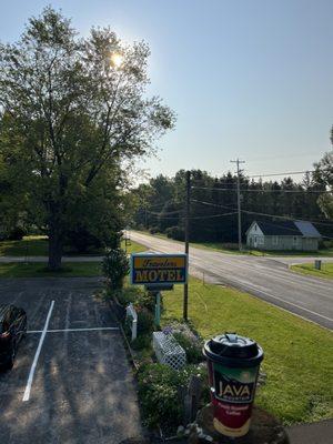 Balcony view of 8 Mile Road, early AM, August