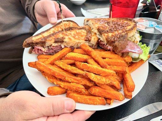 Ruben with Sweet Potato Fries