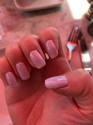 My nails this morning after getting them done yesterday
