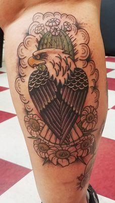 american tradtional eagle and cactus
