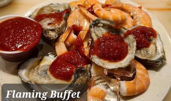 Oysters and peelable shrimp