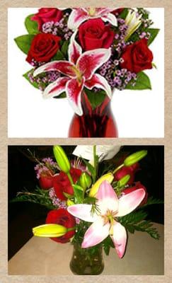 The top image is what I ordered online. The bottom was the actual flowers.