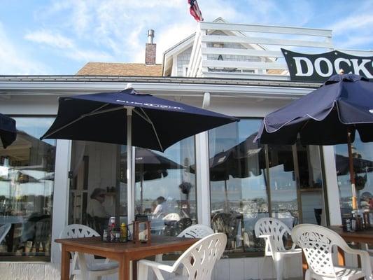 The restaurant view from the patio seating area.