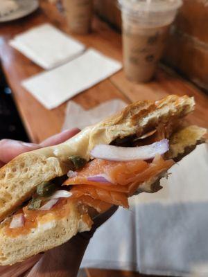 Nova lox on plain bagel