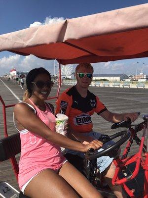 Enjoying the weather while riding a surrey