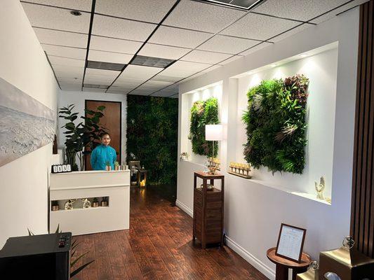 A warm welcome awaits -- serene space, soothing sounds, and herbal tea.