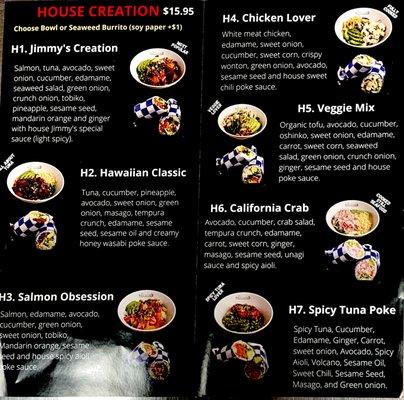 House creations Menu