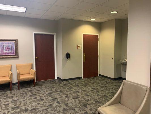 Restrooms outside office