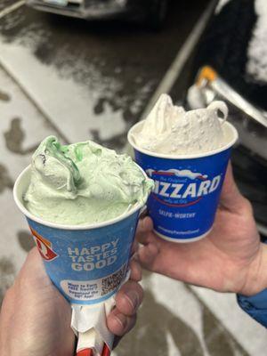 Mint Oreo & Cotton Candy blizzards