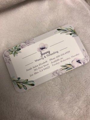 Jenny's new card with updated address
