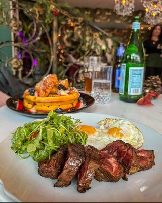 Brunch x skirt steak x waffles