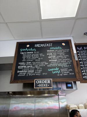 Breakfast menu