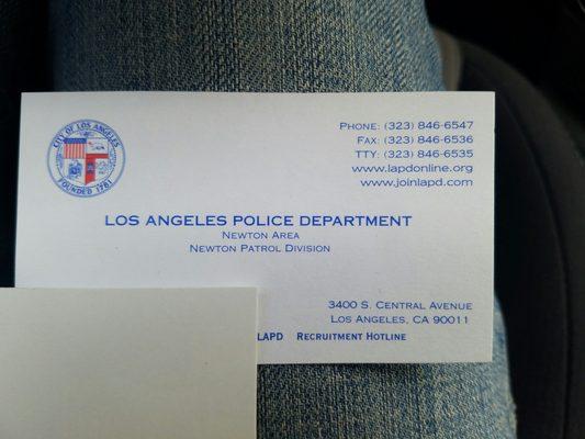 Covered the Officers name since they are always rotating at the front desk.