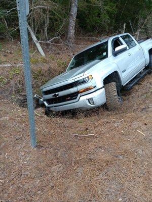Truck stuck in ditch