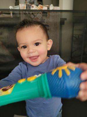 Happy little man after his haircut