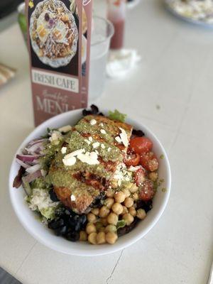 Mediterranean Bowl with grilled salmon (salmon extra$). So worth it!