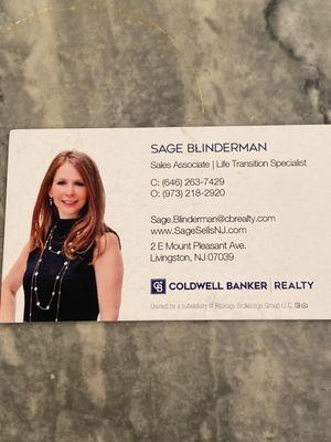 Sage H Blinderman Coldwell Banker sagesellsNJ@gmail.com