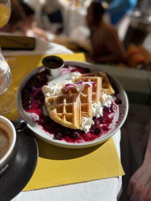Blueberry Mochi Waffles