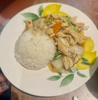 Pad Ga Pao gai -stir fried chicken with thai chili basil