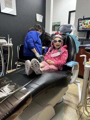looking cool on the dental chair