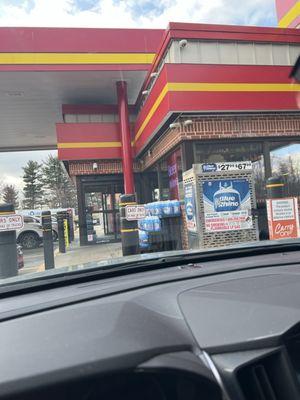 Sitting in my car while rude kid at register checked me out didn't have rutters card with me because usually I go to sheetz or Wawa