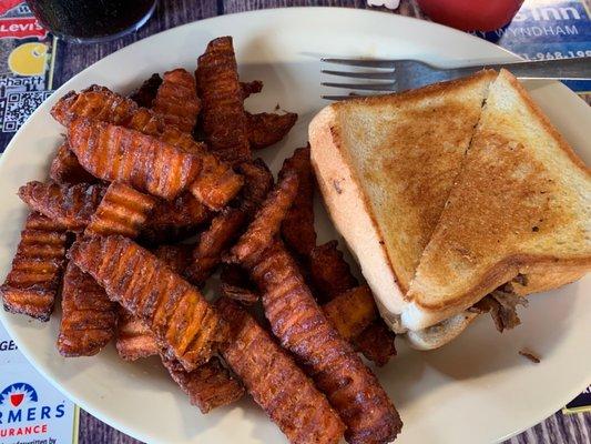 Extra brown sweet potato fries and Philly