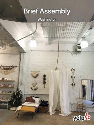 Little canopy changing room and housewares.