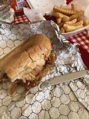 Half and half shrimp and oyster PoBoy