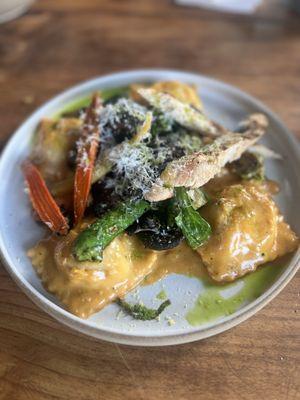 Butternut squash ravioli with brown butter sauce