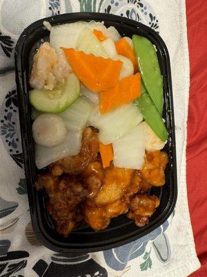dragon & phoenix (shrimp with vegetables & general tso's chicken)