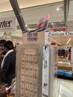 Free Ear Piercing with charge of ear rings