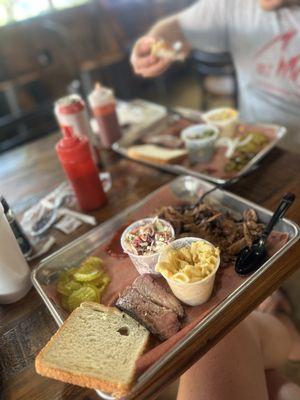 Pulled Pork, Brisket, Mac N Cheese, and slaw