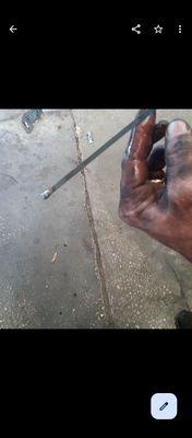 Transmission fluid. It's black supposed to be red.