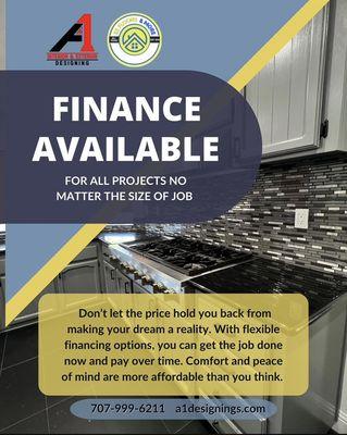 Financing available! You can call, email, or walk-in to get more information!