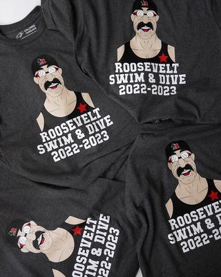 Order we did for Kent Roosevelt Swim Team! Design was hand drawn by one of their swimmers!