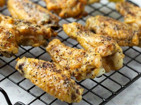 Wings Flavors: lemon pepper, garlic parmesan, bbq, Buffalo, battered