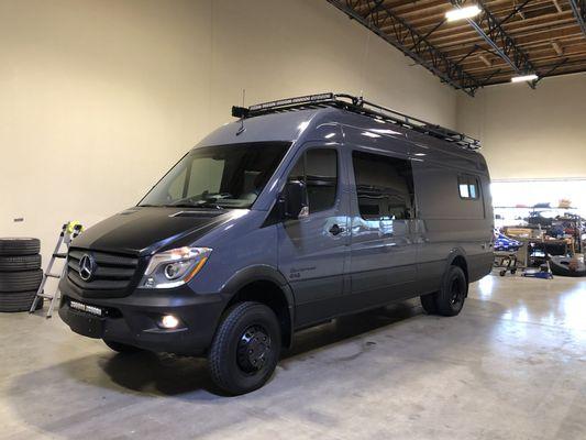 Today we did a light detail on this Mercedes sprinter van after its trip to Canada, paint exterior washed & waxed for months of protection