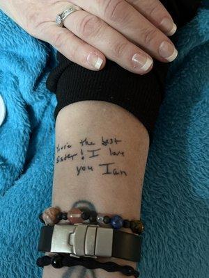 Writing from a card that my brother had given me before his passing away. Couldn't have been any more perfect.