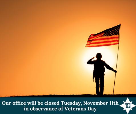Our office will be closed Tuesday, November 11, 2025 in observance of Veterans Day.